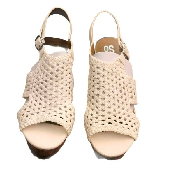 White Wedge Sandals Cork Platform Heels Size 11 Taffy Cream NIB JJ1242 - Picture 4 of 5